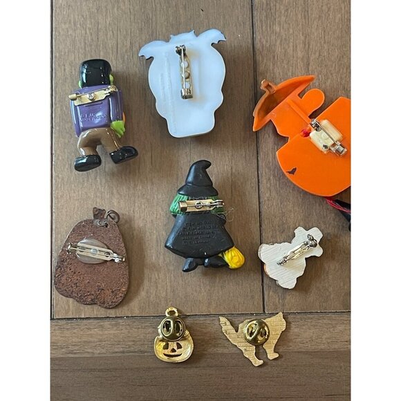 Vintage Halloween Brooch Pin Collection  Pumpkin Witch Cat Bear Skeleton Franken - Picture 5 of 11